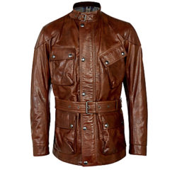 Belstaff Panther Hand-Waxed Leather Belted Jacket, Brown